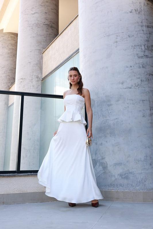 SAIA GODÊ PLISSÊ OFF WHITE