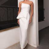 VESTIDO MIDI S/ ALÇA PEPLUM ONDA