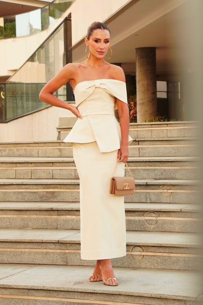 VESTIDO MIDI LAÇO MANGA NULA NUVEM