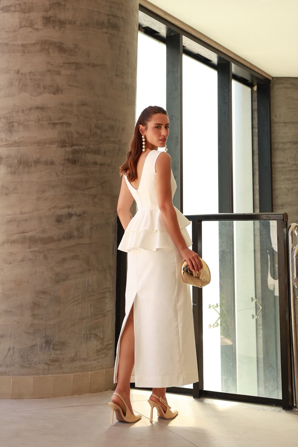 VESTIDO MIDI CAMADAS OFF WHITE