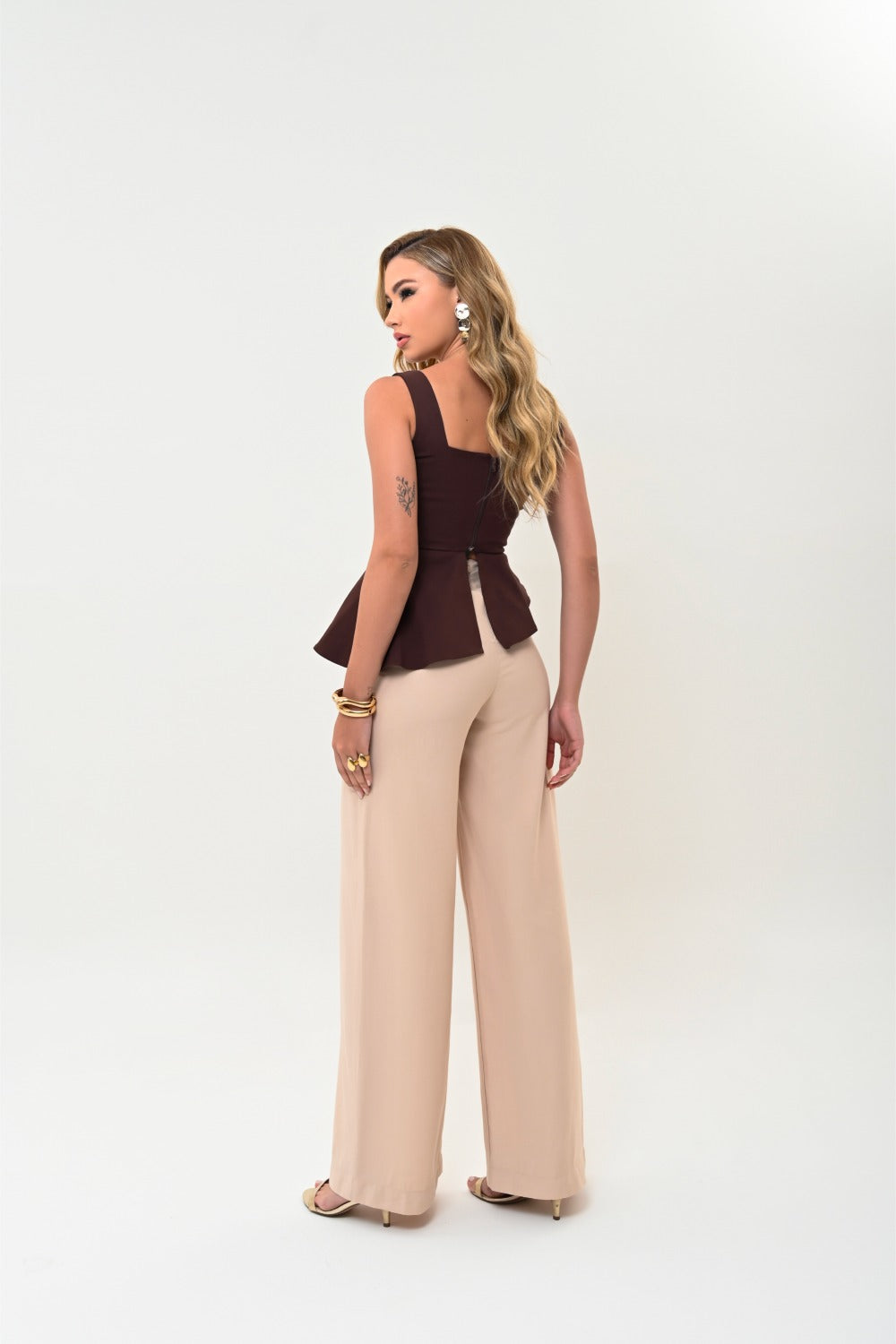 BLUSA ASSIMETRIA PLANE-COTTON MARROM