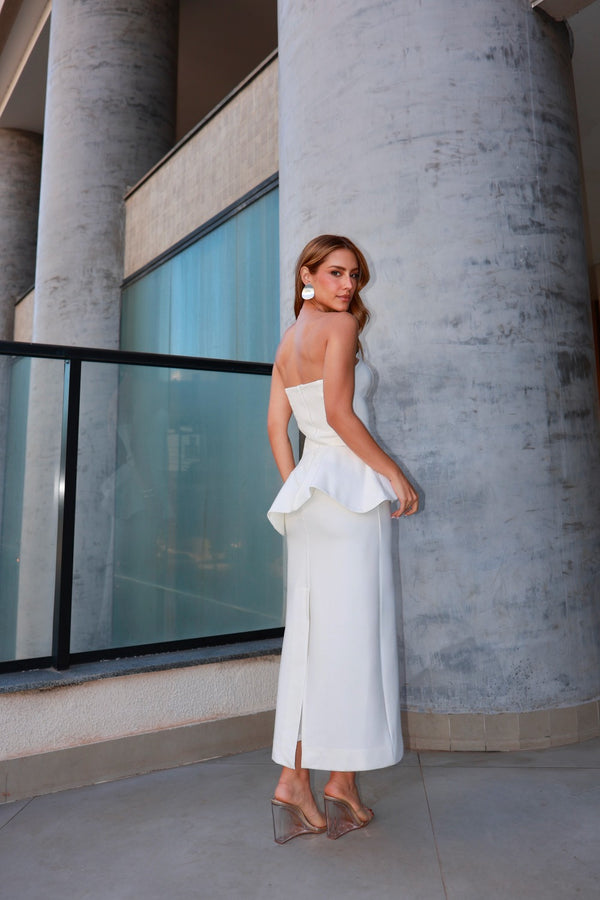 VESTIDO MIDI S/ ALÇA AMI ROMA OFF WHITE