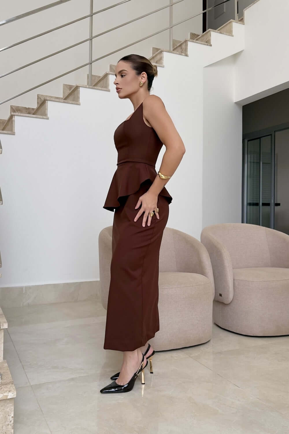 VESTIDO MIDI PEPLUM