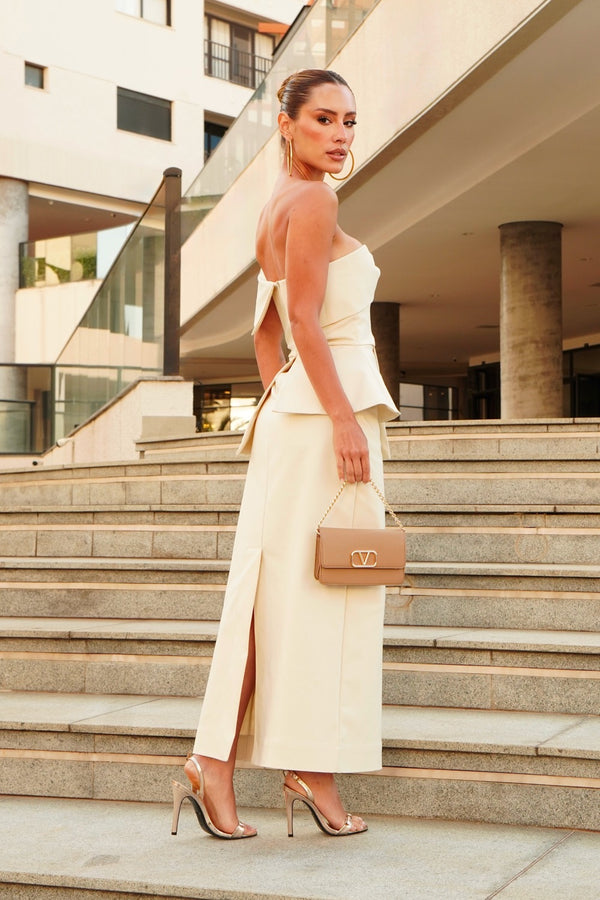 VESTIDO MIDI LAÇO MANGA NULA NUVEM