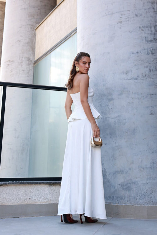 BLUSA PEPLUM SEM ALÇAS OFF WHITE