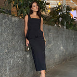 VESTIDO MIDI PEPLUM